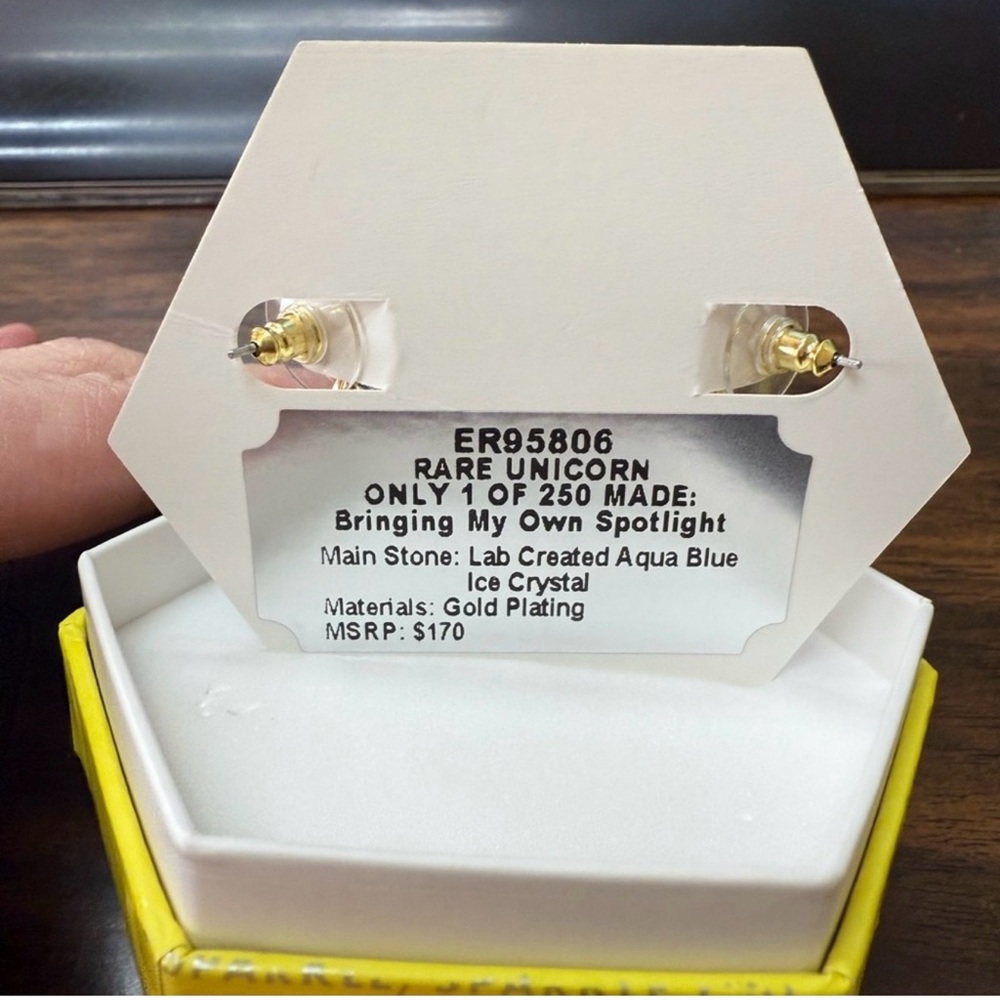 Unicorn Alert Gold Ice Crystal Earrings - Picture 3 of 3